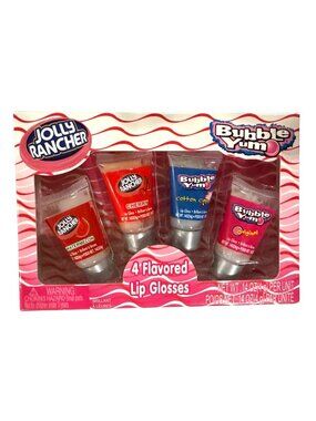4pc Set Vintage 2010 Lotta Luv Jolly Rancher & Bubble Yum Squeezy Lip Gloss RARE